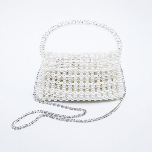 Bolso Tote con Perlas Blancas - Cartera de Hombro y Crossbody - Image 5