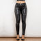 Pantalones de Cuero Smocking Negro Mate para Mujer