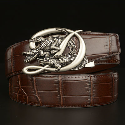Cinturón de Cuero Genuino para Hombre con Hebilla Cocodrilo Automática - Image 24