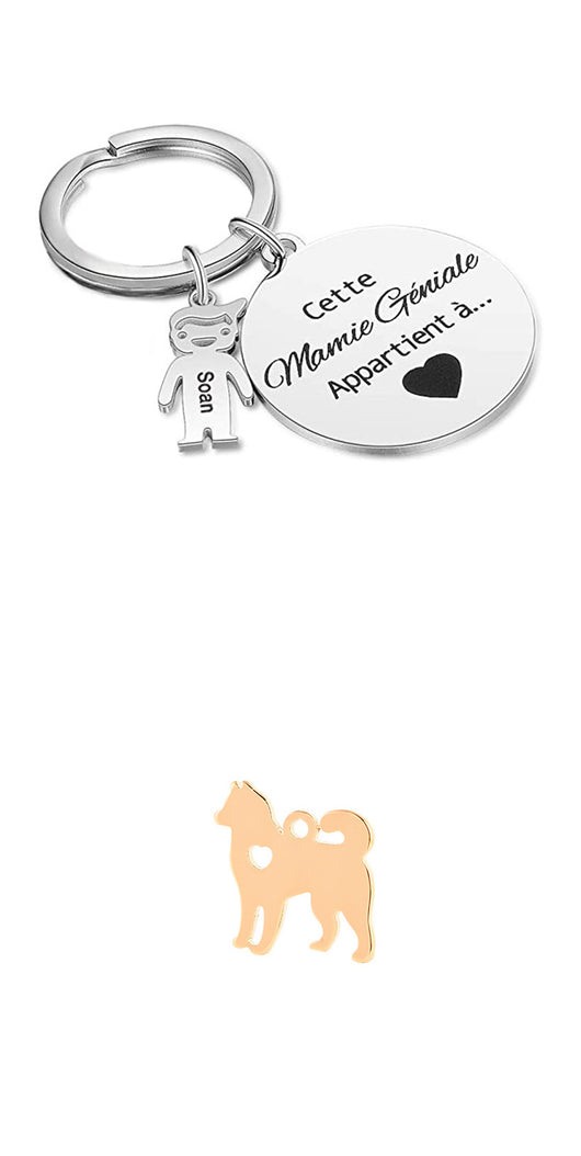 Llavero Personalizado Corazón Hueco Acero Inoxidable Diseño Cachorro - Image 35