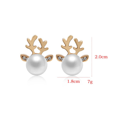 Aretes Navideños de Perla con Astas de Reno - Image 7