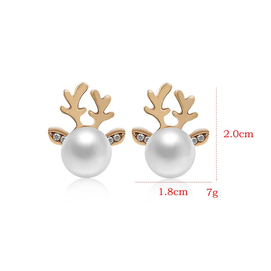 Aretes Navideños de Perla con Astas de Reno - Image 7