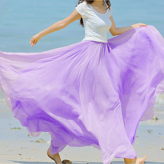 Vestido Playero Elegante de Gasa de Seda Dorada - Corte Amplio - Image 13