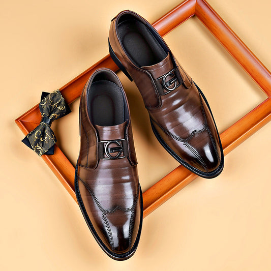 Zapatos de Cuero Elegantes con Bordado - Slip-on Puntiagudo para Hombre