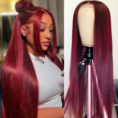 Peluca Larga Roja Cabello Humano con Encaje Frontal - Image 19