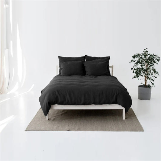 Juego de Cama Nórdico Minimalista en Lino Natural de 4 Piezas