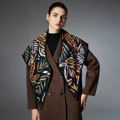 Chal Triangular Jacquard Hojas de Otoño Estilo Europeo - Image 2