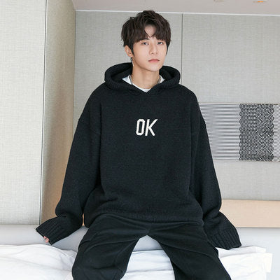 Sudadera con Capucha y Bordado de Letras para Hombre - Corte Holgado