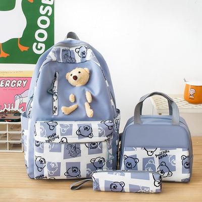 Set de 3 Piezas: Mochila Escolar con Diseño Osito y Lonchera para Niñas - Image 6