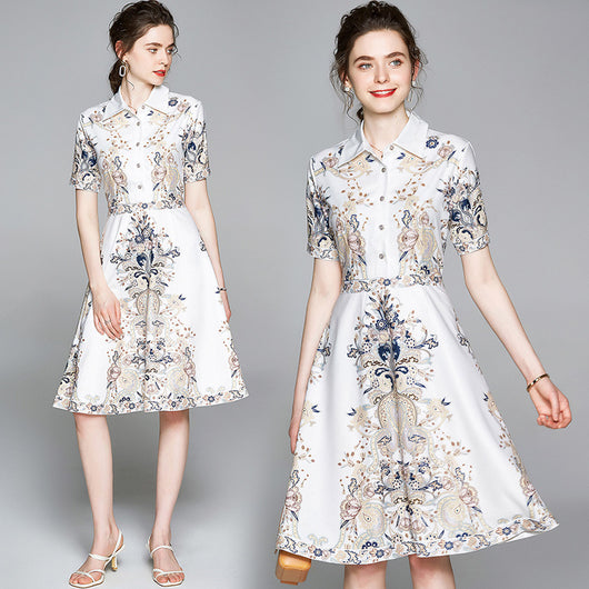 Vestido Corto Estilo Celebridad con Estampado y Cuello Solapa - Image 10