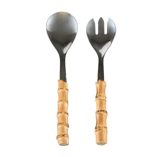 Juego de Cubiertos de Acero Inoxidable con Mango de Madera y Raíz de Bambú