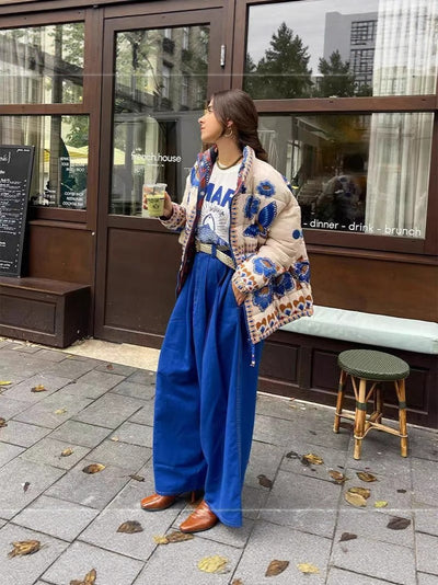 Chaqueta Acolchada de Algodón con Estampado Geométrico para Mujer - Image 12