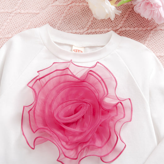 Conjunto Elegante: Blusa Floral 3D Manga Larga con Pantalón Ancho - Image 4