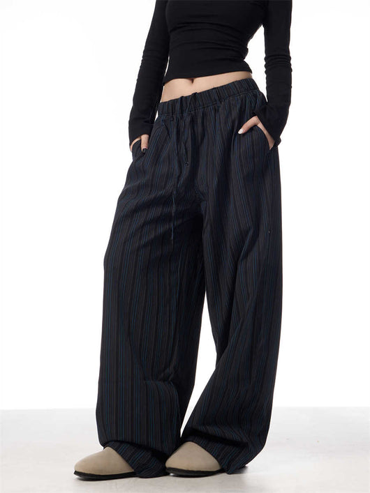 Pantalones Anchos de Rayas Vintage Americano - Casual y Cómodo para Mujer - Image 2