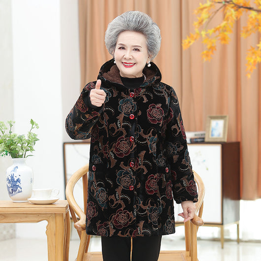 Abrigo Cálido Floral para Mujer Madura - Elegancia y Confort para Mamá - Image 3