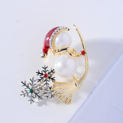 Broche Navideño Muñeco de Nieve Adorable con Perla y Esmalte - Image 8