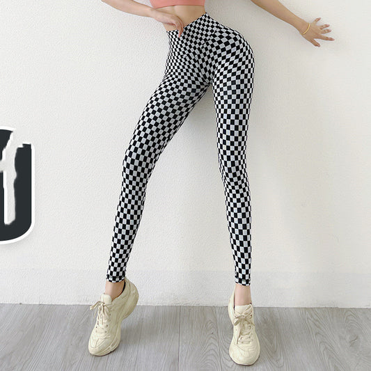 Pantalones de Yoga Tejido sin Costuras con Diseño Cuadros Melocotón - Image 2