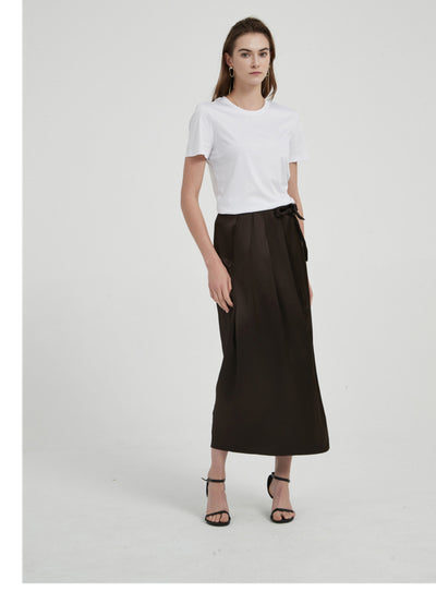 Falda Plisada con Abertura Cintura Alta en Acetato Satinado - Diseño Fluido para Verano - Image 11