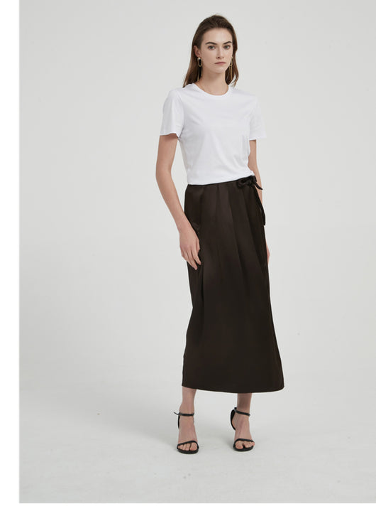 Falda Plisada con Abertura Cintura Alta en Acetato Satinado - Diseño Fluido para Verano - Image 11