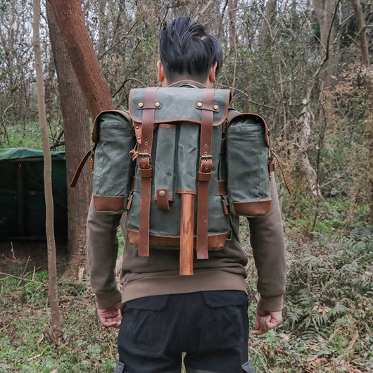 Mochila de Montaña Impermeable en Lona Encerada Estilo Retro - Image 6