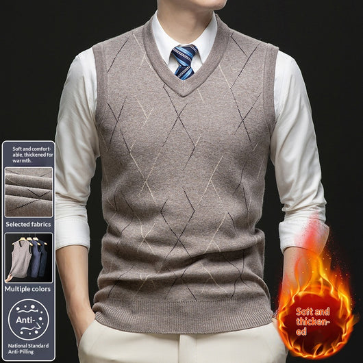 Chaleco Tejido Grueso para Hombre con Cuello V y Patrón Rombos - Image 8