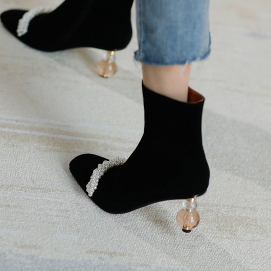 Botas Martin de Tacón Alto para Mujer con Perla - Botines Elegantes de Diseño Sofisticado - Image 5