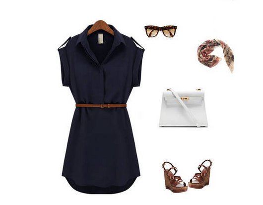 Vestido Casual de Verano Mujer Chifón Suelto con Cinturón - Image 12
