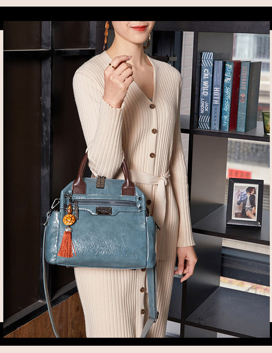 Bolso de Cuero Retro Bicolor con Bandolera Diagonal - Image 13