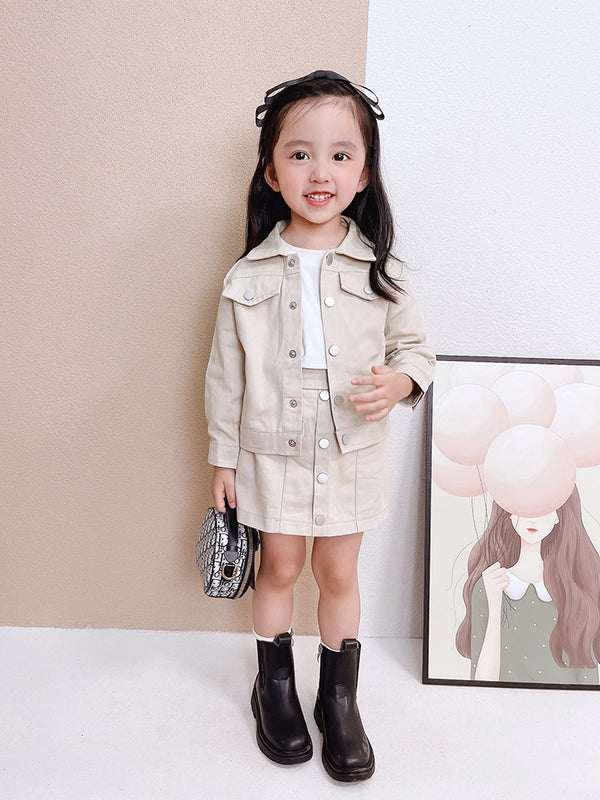 Conjunto Abrigo y Falda Estilo Coreano para Niñas