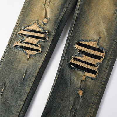 Pantalones Vaqueros Rotos Azul Oscuro para Hombre - Image 4