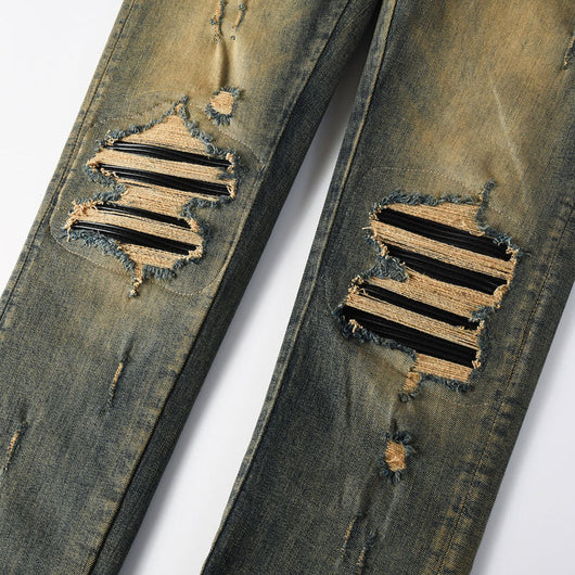 Pantalones Vaqueros Rotos Azul Oscuro para Hombre - Image 4
