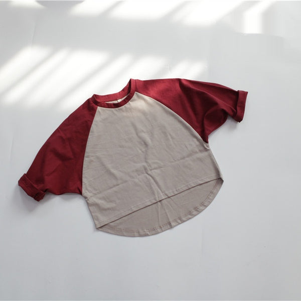 Blusa Suelta Otoñal con Mangas Recortadas y Combinación de Colores - Image 9