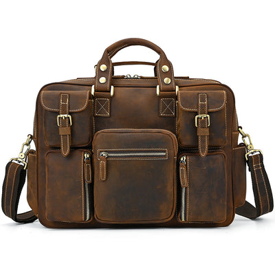 Bolsa Mensajera de Cuero Genuino Estilo Retro con Gran Capacidad para Hombre - Image 65