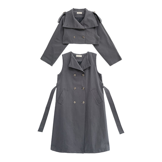 Cardigan Cortavientos Estilo Coreano Dos Piezas Mujer - Image 13