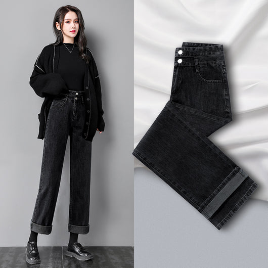Pantalones Rectos Mujer Cintura Alta Otoño - Diseño Suelto y Versátil - Image 2