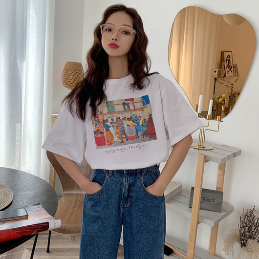 Blusa Suelta Manga Corta Mujer Diseño Retrato Japonés Exclusivo - Image 14