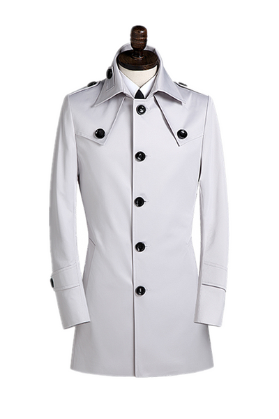 Abrigo Trench Coreano Slim Entallado de Largo Medio para Hombre - Image 5