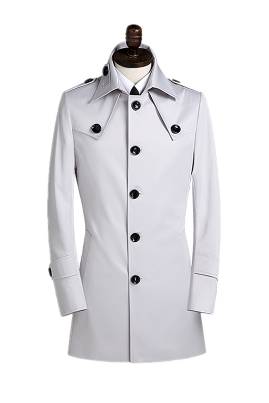 Abrigo Trench Coreano Slim Entallado de Largo Medio para Hombre - Image 5