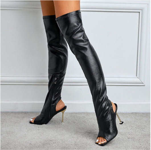 Botas Over Knee con Punta Cuadrada y Cierre Lateral para Mujer