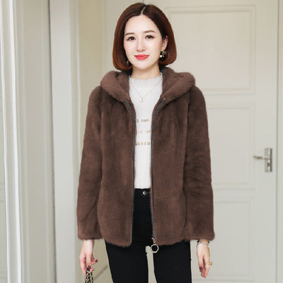 Abrigo Corto Grueso con Capucha y Cuello de Piel para Invierno - Image 3