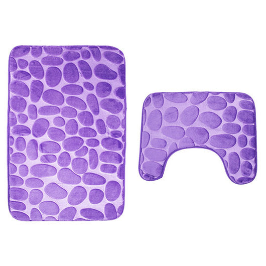 Juego de Tapetes Antideslizantes para Baño con Diseño de Piedra de Río - Image 3