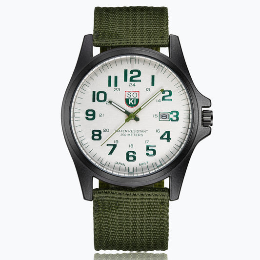 Reloj Militar SOKI para Hombre con Cinturón de Nylon Tejido
