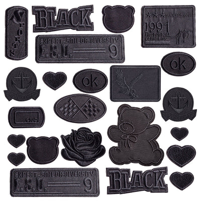 Parches Adhesivos para Ropa - Reparación sin Costura con Patrón de Bordado Negro - Image 5