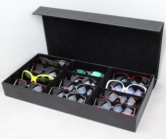 Organizador Premium para Gafas con Caja de Cuero PU y Vitrina de 12 Espacios - Image 10
