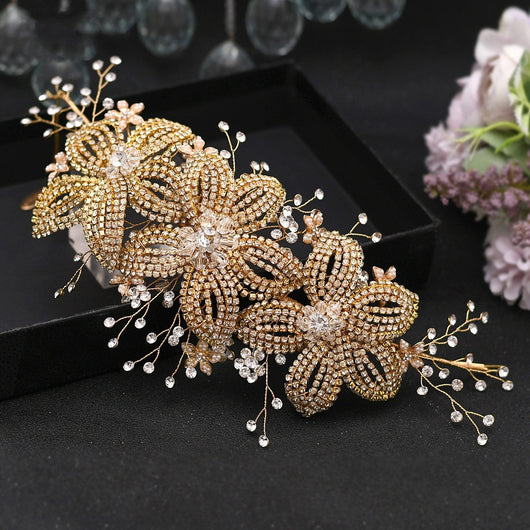 Diadema Nupcial de Hojas con Cristales - Tocado Artesanal para Novia - Image 5