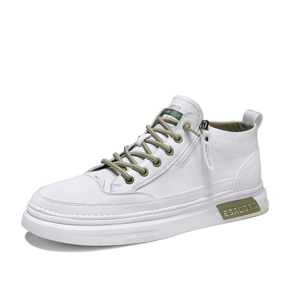Tenis Casuales de Cuero Suave para Hombre con Caña Alta