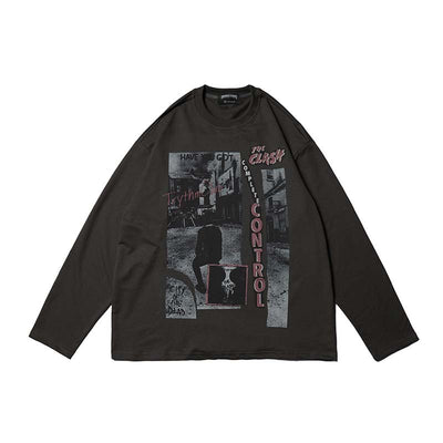 Playera Hombre Manga Larga Suelta con Estampado de Caracteres - Image 8