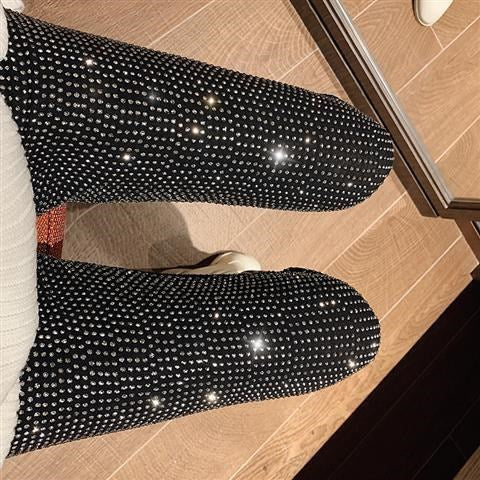 Leggings Ajustados Brillantes con Cristales Termoadhesivos