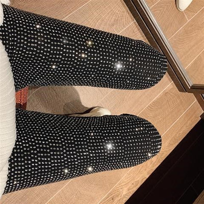Leggings Ajustados Brillantes con Cristales Termoadhesivos