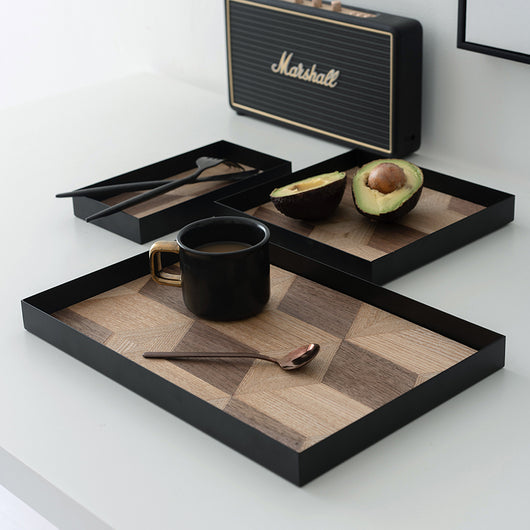 Bandeja Decorativa de Hierro Forjado y Madera